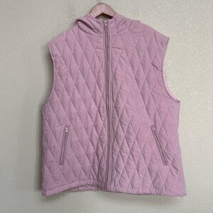 PrettyGarden Pink Diamond Quilted Hooded Zip Puffer Vest Women’s XL